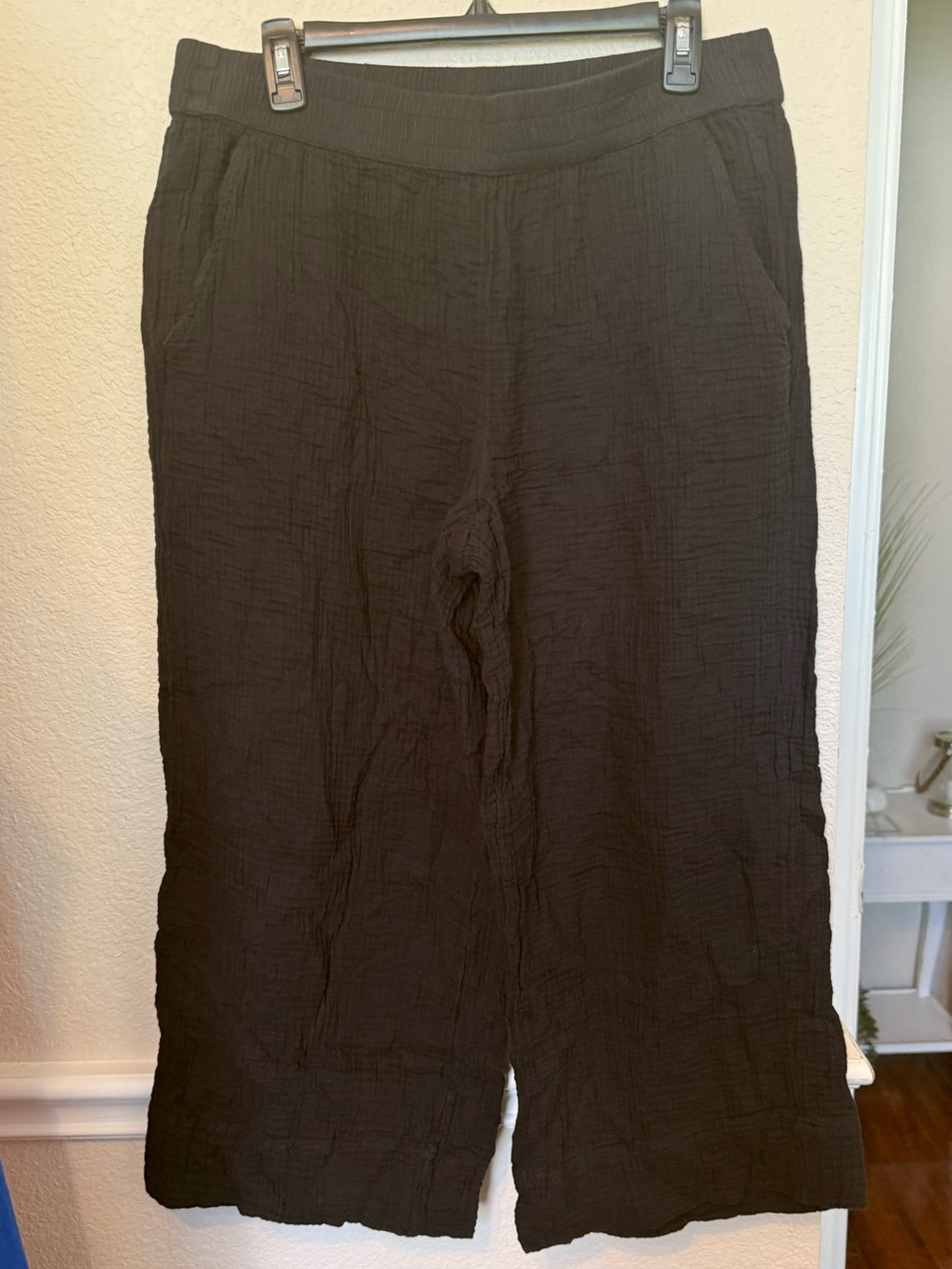 Black Wide Leg Textured Pants lou & grey large